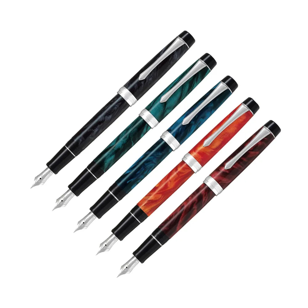 Pilot Custom Heritage SE Marble Blue CT Fountain Pen - 14Kt Gold Rhodium-Plated Fine Nib