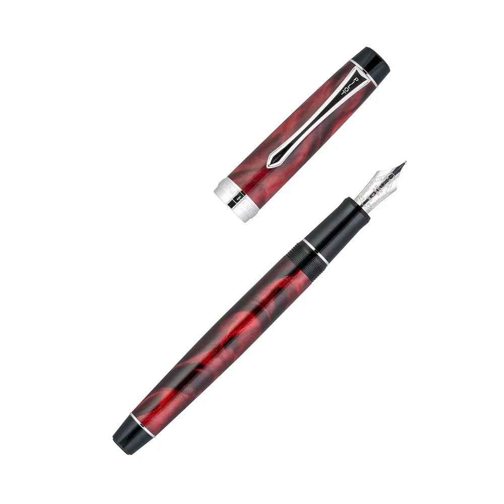 Pilot Custom Heritage SE Marble Red CT Fountain Pen - 14Kt Gold Rhodium-Plated Medium Nib