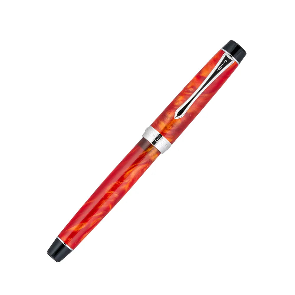 The Pilot Custom Heritage Marble SE Orange Fountain Pen is a stunning and vibrant marble-colored resin body extends sophistication to your writing style. Every single pen is one-of-a-kind, because no two marbling patterns are exactly the same. The Pilot Custom Heritage SE fountain pen is smooth writing with a finely crafted 14 karat gold, #5, rhodium plated nib, available in Fine or Medium. Designed to delight the fountain pen collector, the pen’s exceptional body is enhanced with lustrous rhodium accents. 