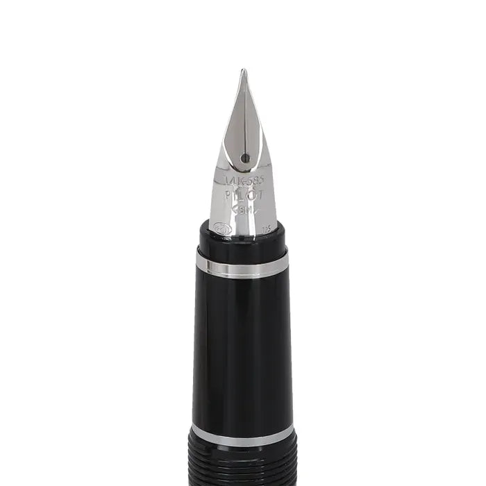 Pilot Falcon Black Metal with Rhodium Trim Fountain Pen - 14Kt Gold Rhodium-Plated Nib