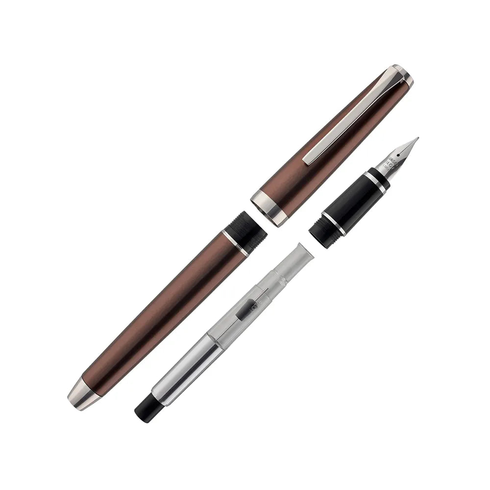 Pilot Falcon Brown Metal with Rhodium Trim Fountain Pen - 14Kt Gold Rhodium-Plated Nib