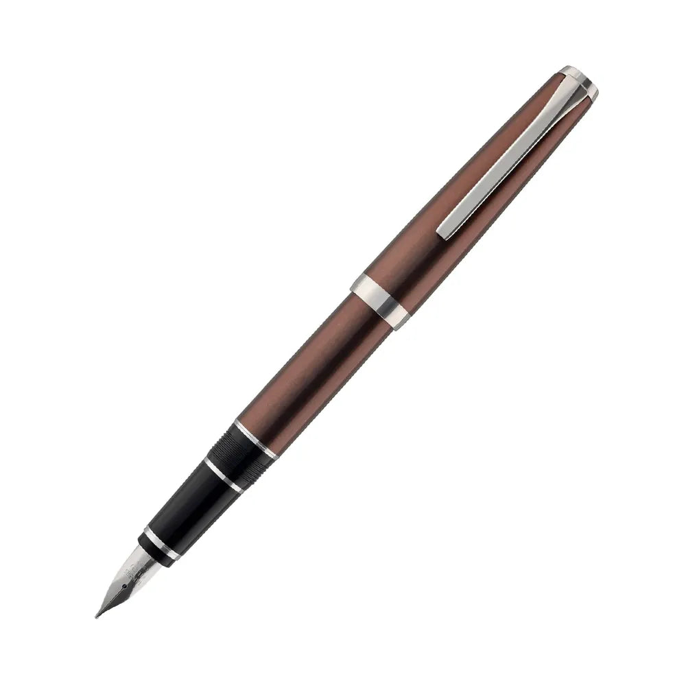 Pilot Falcon Brown Metal with Rhodium Trim Fountain Pen - 14Kt Gold Rhodium-Plated Nib