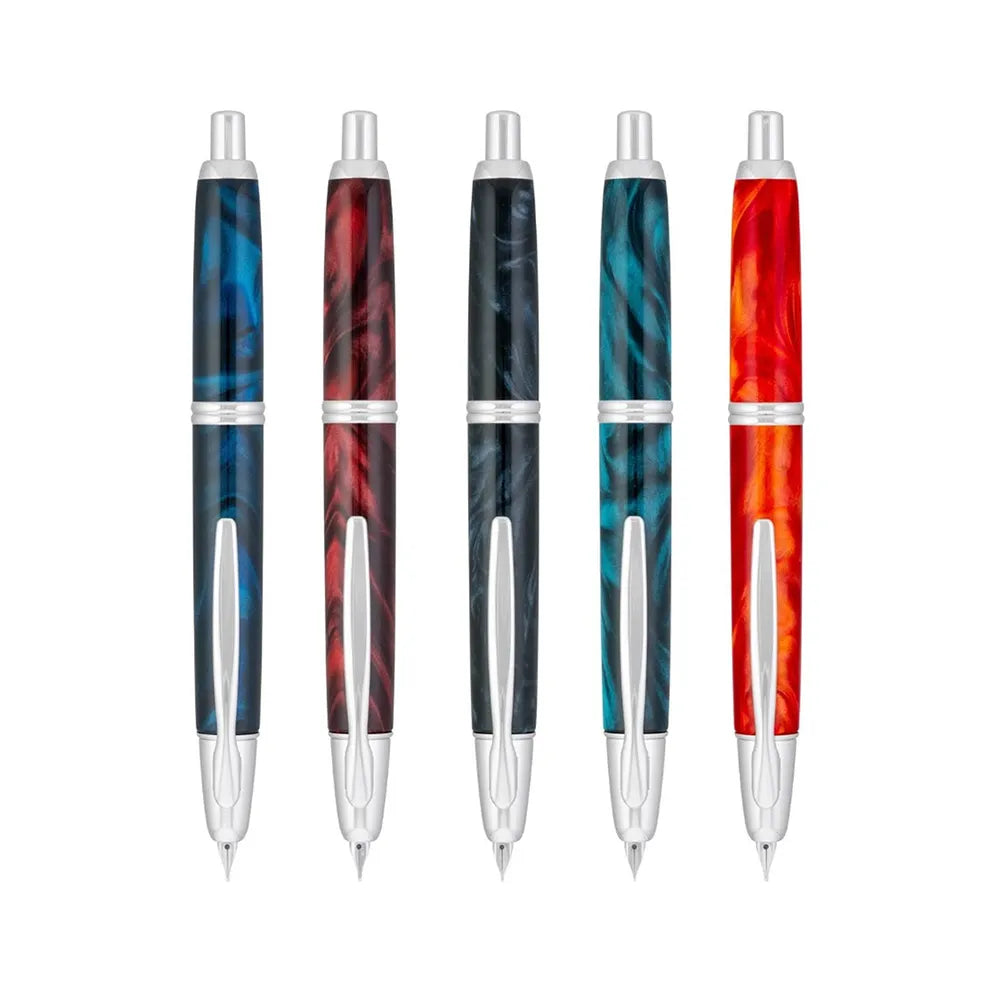 Pilot Capless SE Marble Black with Rhodium Trim Fountain Pen - 18Kt Gold-Rhodium Plated Nib