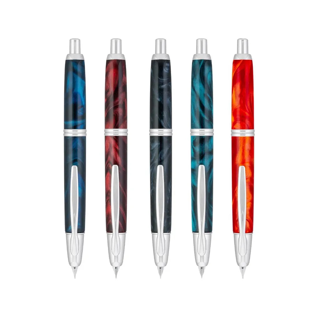 Pilot Capless SE Marble Blue with Rhodium Trim Fountain Pen - 18Kt Gold-Rhodium Plated Medium Nib