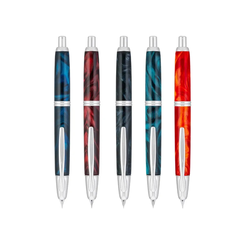 Pilot Capless SE Marble Green with Rhodium Trim Fountain Pen - 18Kt Gold-Rhodium Plated Medium Nib