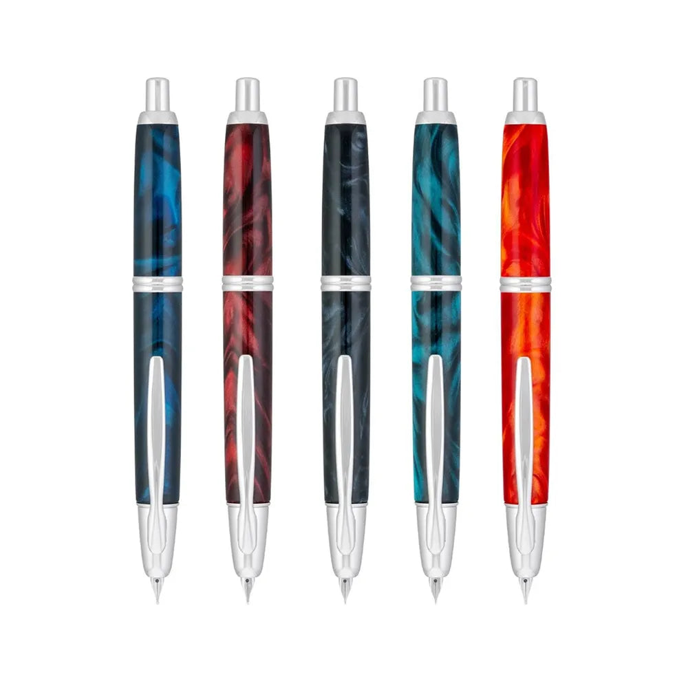 Pilot Capless SE Marble Orange with Rhodium Trim Fountain Pen - 18Kt Gold-Rhodium Plated Medium Nib