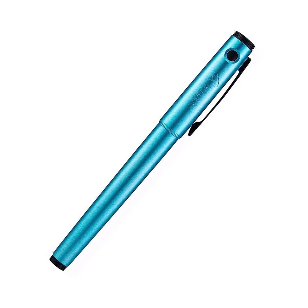 Introducing the Explorer, the newest value fountain pen from Pilot. This turquoise resin pen has a matte metallic finish and is complemented by black trim. It has a snap cap, a stainless steel nib, and comes with a Pilot ink cartridge as well as a CON-B squeeze converter for use with bottled ink. It comes packaged in a gift box.