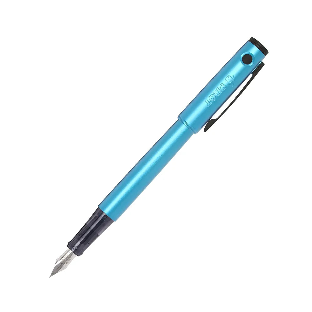 Introducing the Explorer, the newest value fountain pen from Pilot. This turquoise resin pen has a matte metallic finish and is complemented by black trim. It has a snap cap, a stainless steel nib, and comes with a Pilot ink cartridge as well as a CON-B squeeze converter for use with bottled ink. It comes packaged in a gift box.
