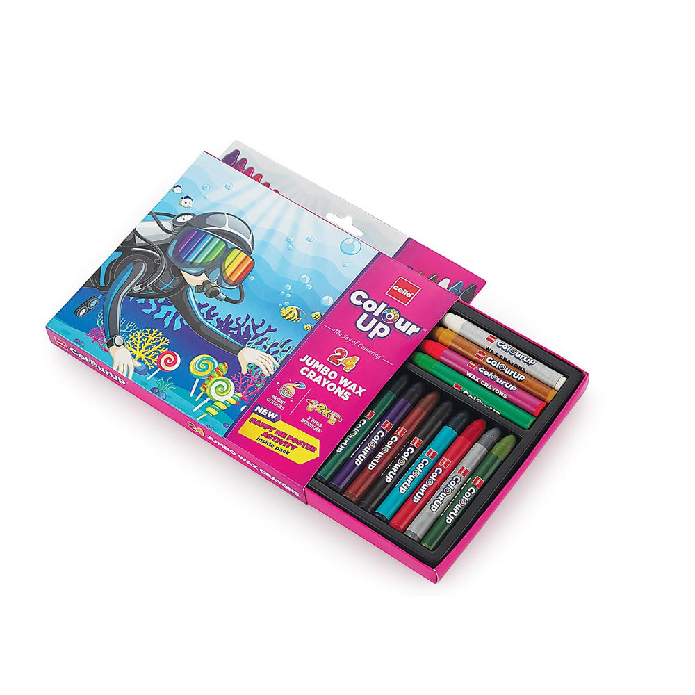 Cello Jumbo Wax Crayons 24 Shades + Poster Activity (Pack of 2)
