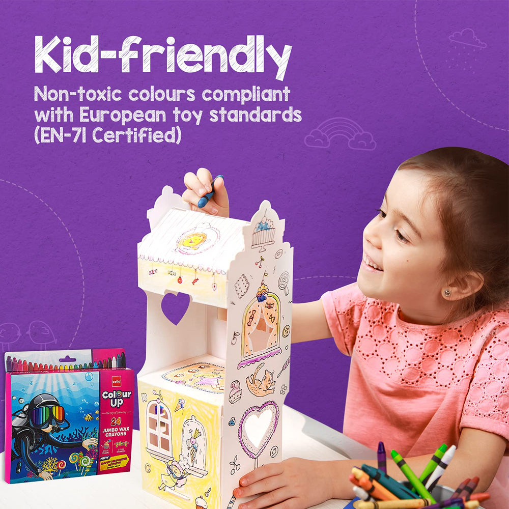 Cello Jumbo Wax Crayons 24 Shades + Poster Activity (Pack of 2)