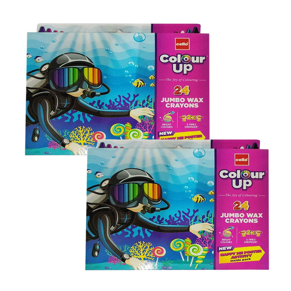 Cello Jumbo Wax Crayons 24 Shades + Poster Activity (Pack of 2)