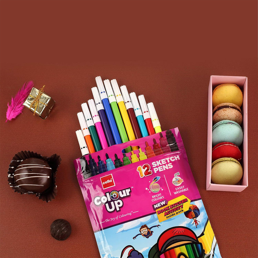 Cello Colourup Sketch Pens - 12 Shades (Pack of 4)