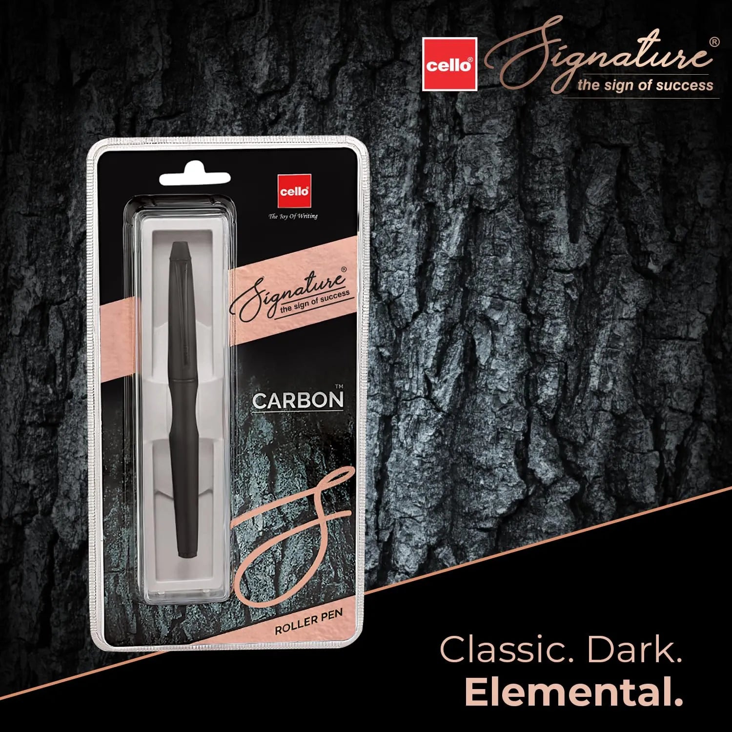 Cello Signature Carbon Matte Black with PVD Trim Rollerball Pen