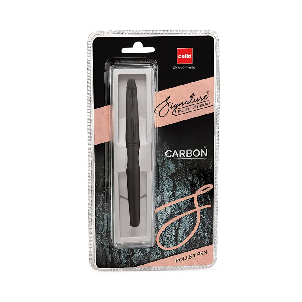 Cello Signature Carbon Matte Black with PVD Trim Rollerball Pen