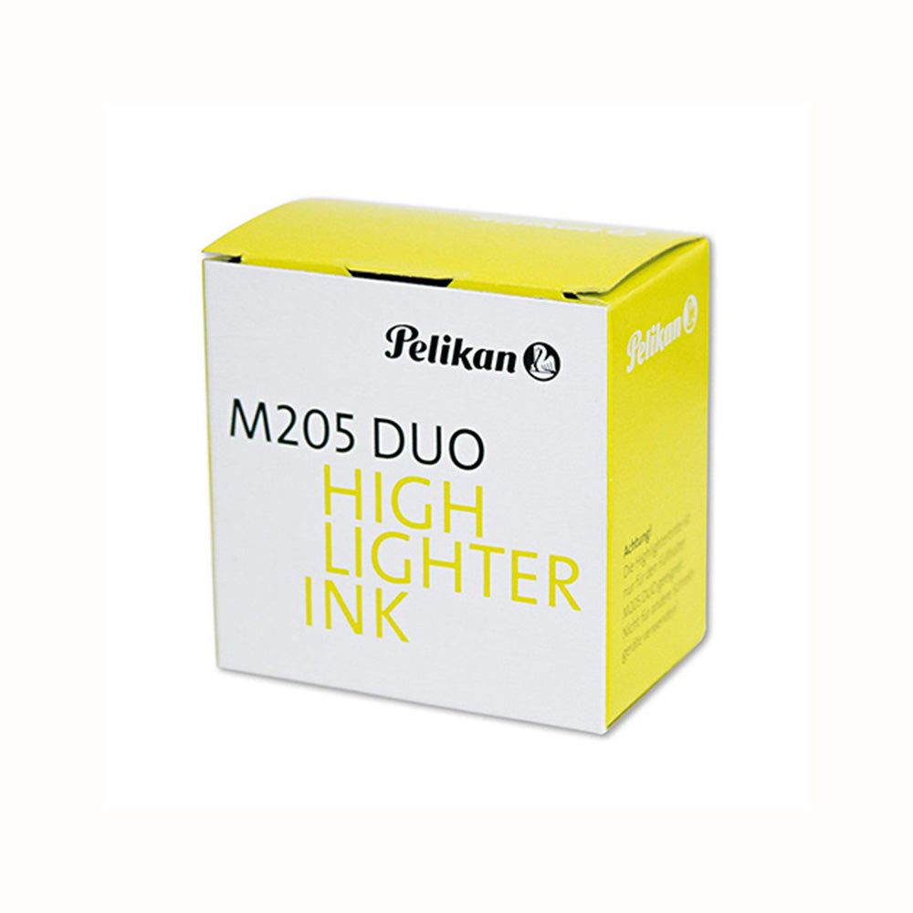 Pelikan Classic M205 DUO Highlighter Yellow Fountain Pen with Ink Bottle - Double Broad Nib