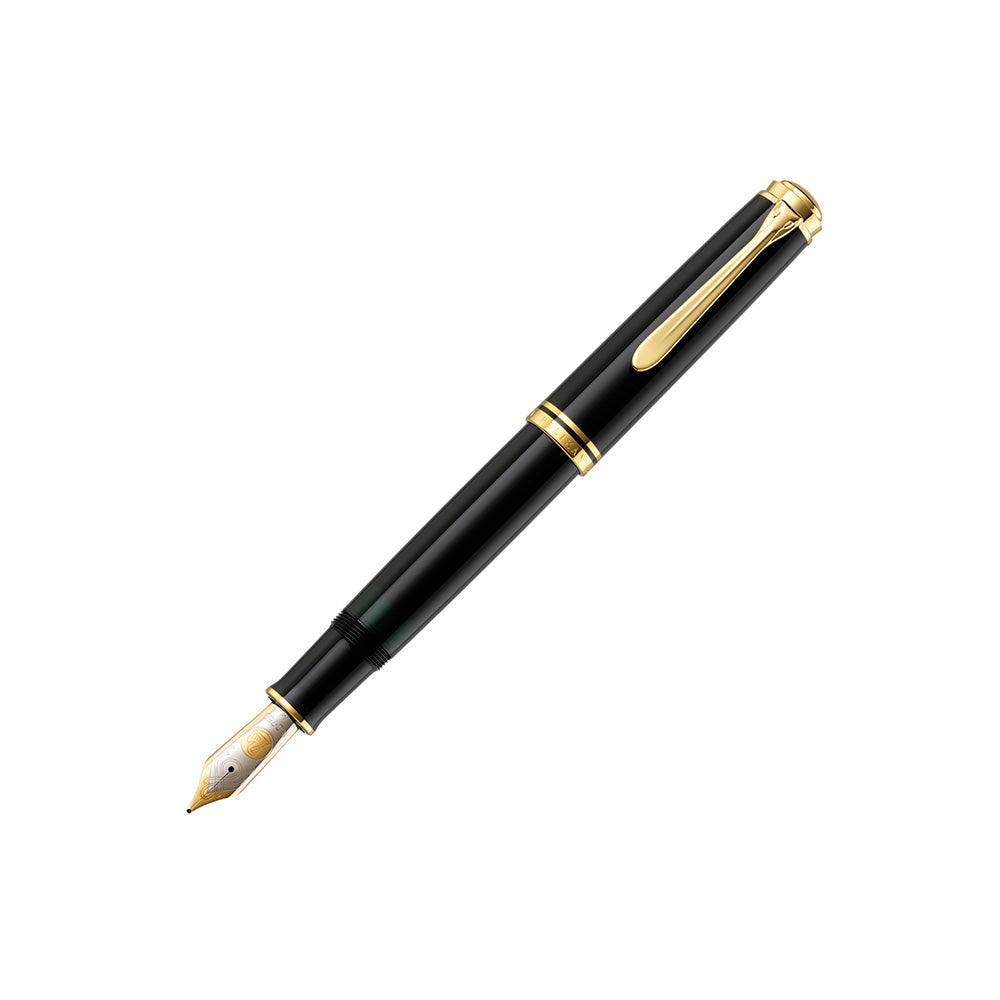 Pelikan Souverun M800 Black GT Fountain Pen - 18Kt Gold-Rhodium Double Broad Nib