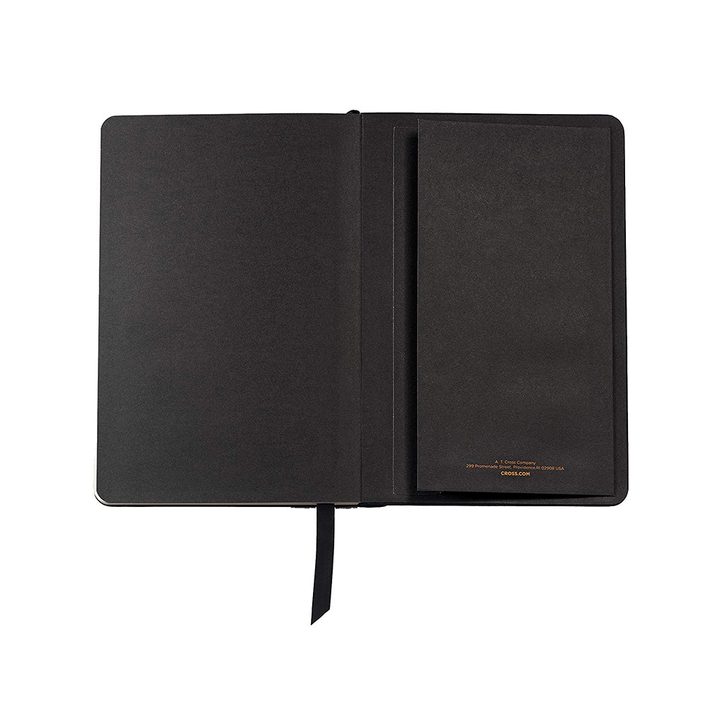 Journal Collection Carry And Display Your Cross Pen With Style The new journal comes in classic colors with a quality leatherette finish, an elastic closure and ribbon page marker. Inside you’ll find lightly-lined, perforated pages for ease and flexibility in note taking, journaling, or sketching. Flexible, high-quality leatherette cover New Cross brand identity is debossed on the back Unique pen storage slot in the spine Elastic angled closure keeps pages safe Attached ribbon for easy page marking