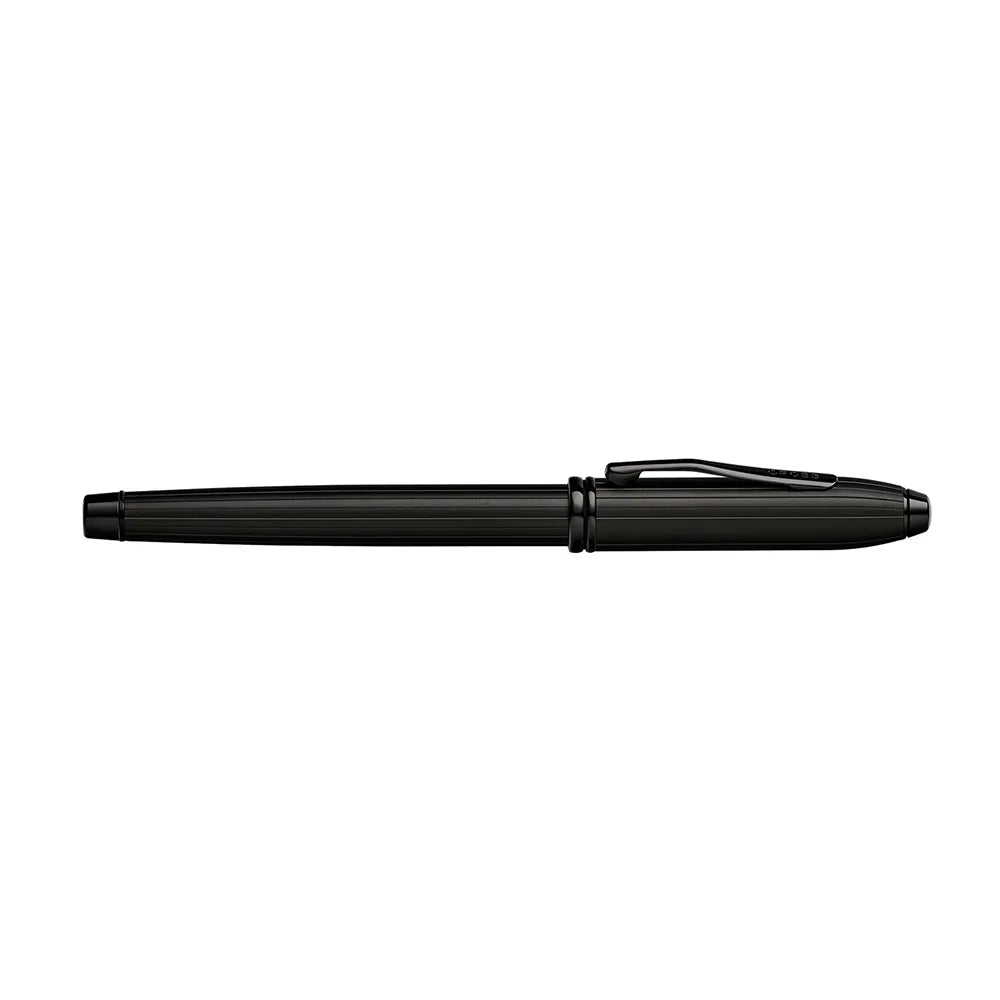 Cross Townsend Matte Black-Deep-etched Vertical Engravings with Black PVD Trim Selectip Rollerball Pen