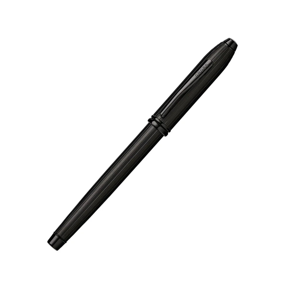 Cross Townsend Matte Black-Deep-etched Vertical Engravings with Black PVD Trim Selectip Rollerball Pen
