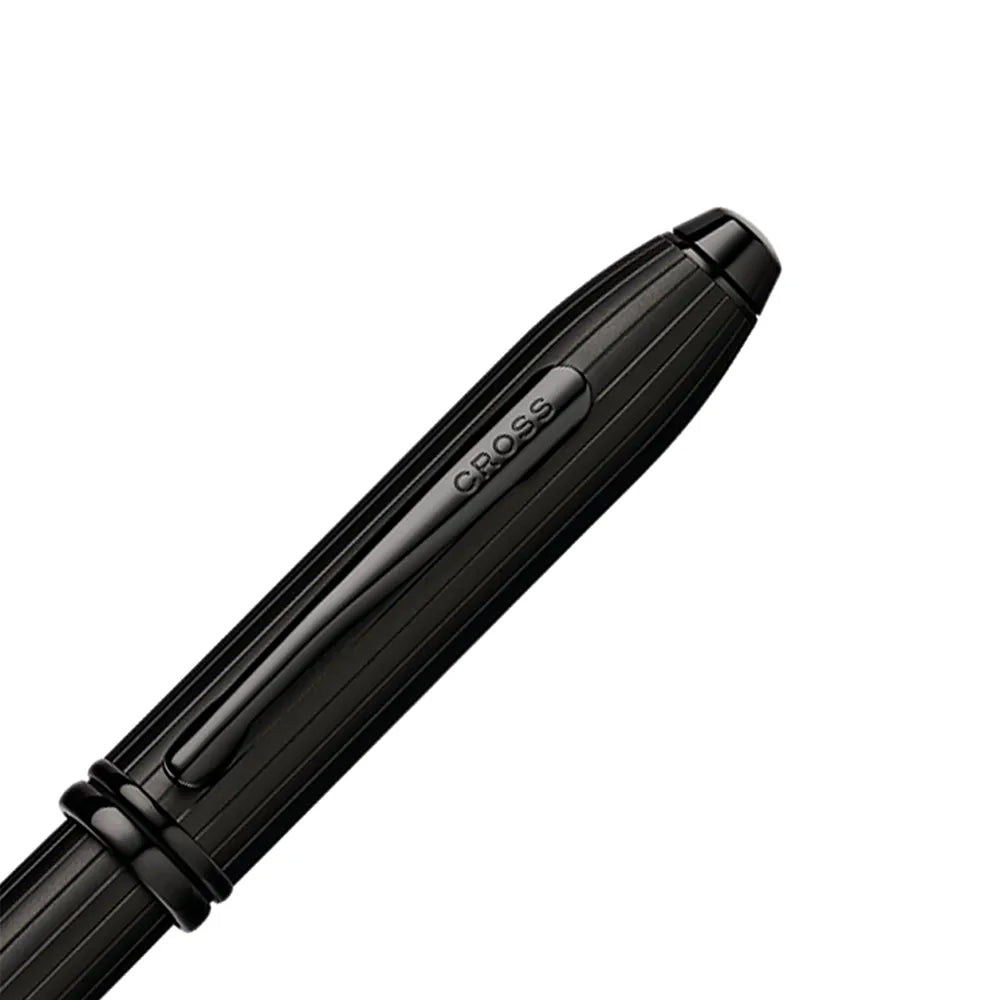 Cross Townsend Matte Black-Deep-etched Vertical Engravings with Black PVD Trim Selectip Rollerball Pen