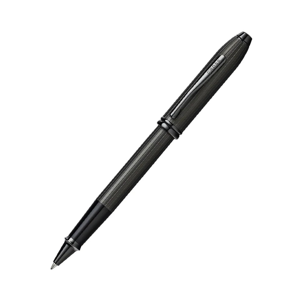 Cross Townsend Matte Black-Deep-etched Vertical Engravings with Black PVD Trim Selectip Rollerball Pen