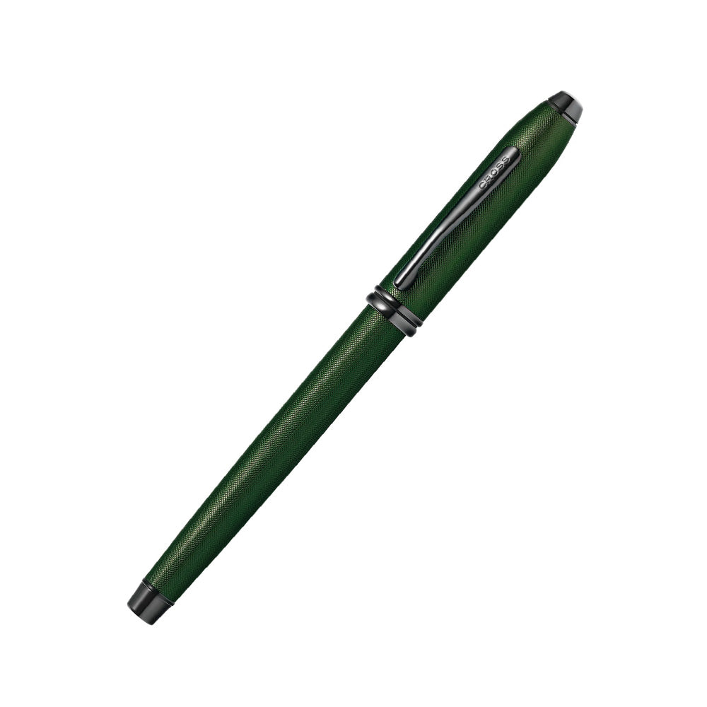 Cross Townsend Matte Green PVD Micro-knurl Fountain Pen - Medium Nib