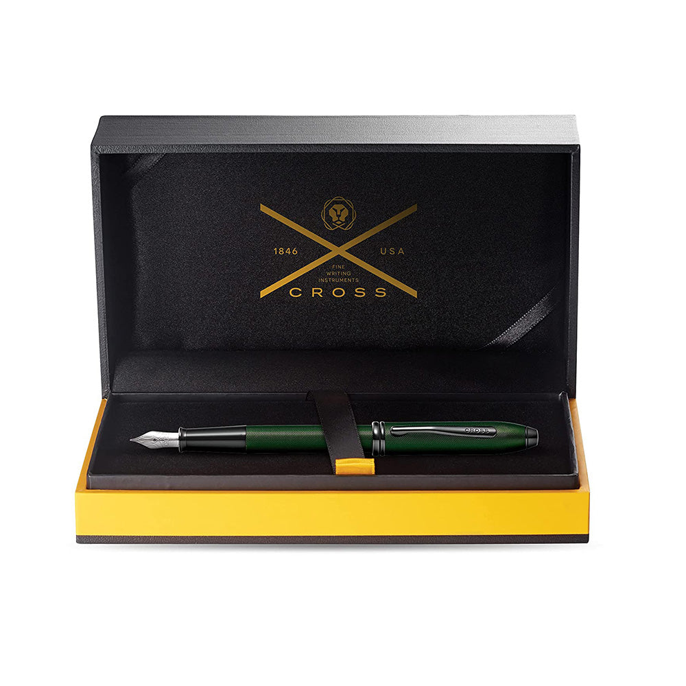 Cross Townsend Matte Green PVD Micro-knurl Fountain Pen - Medium Nib