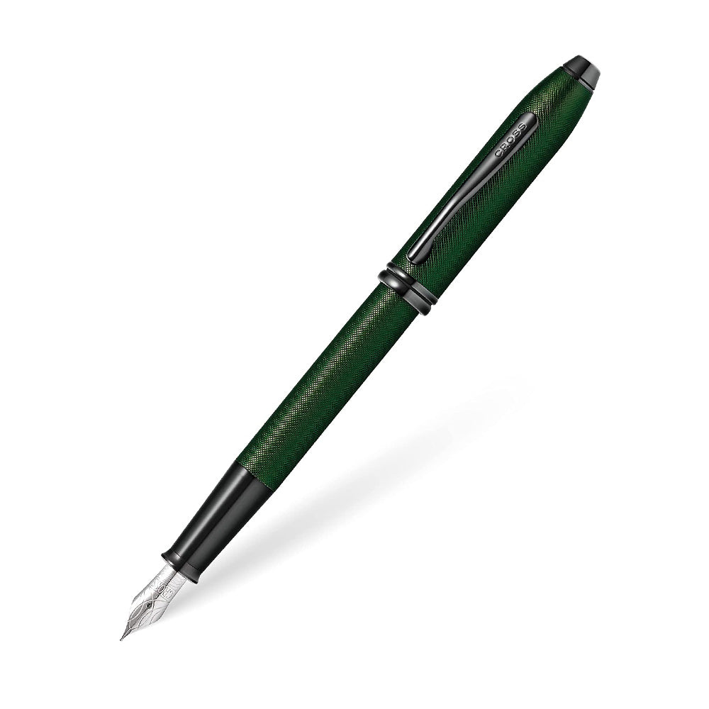Cross Townsend Matte Green PVD Micro-knurl Fountain Pen - Medium Nib