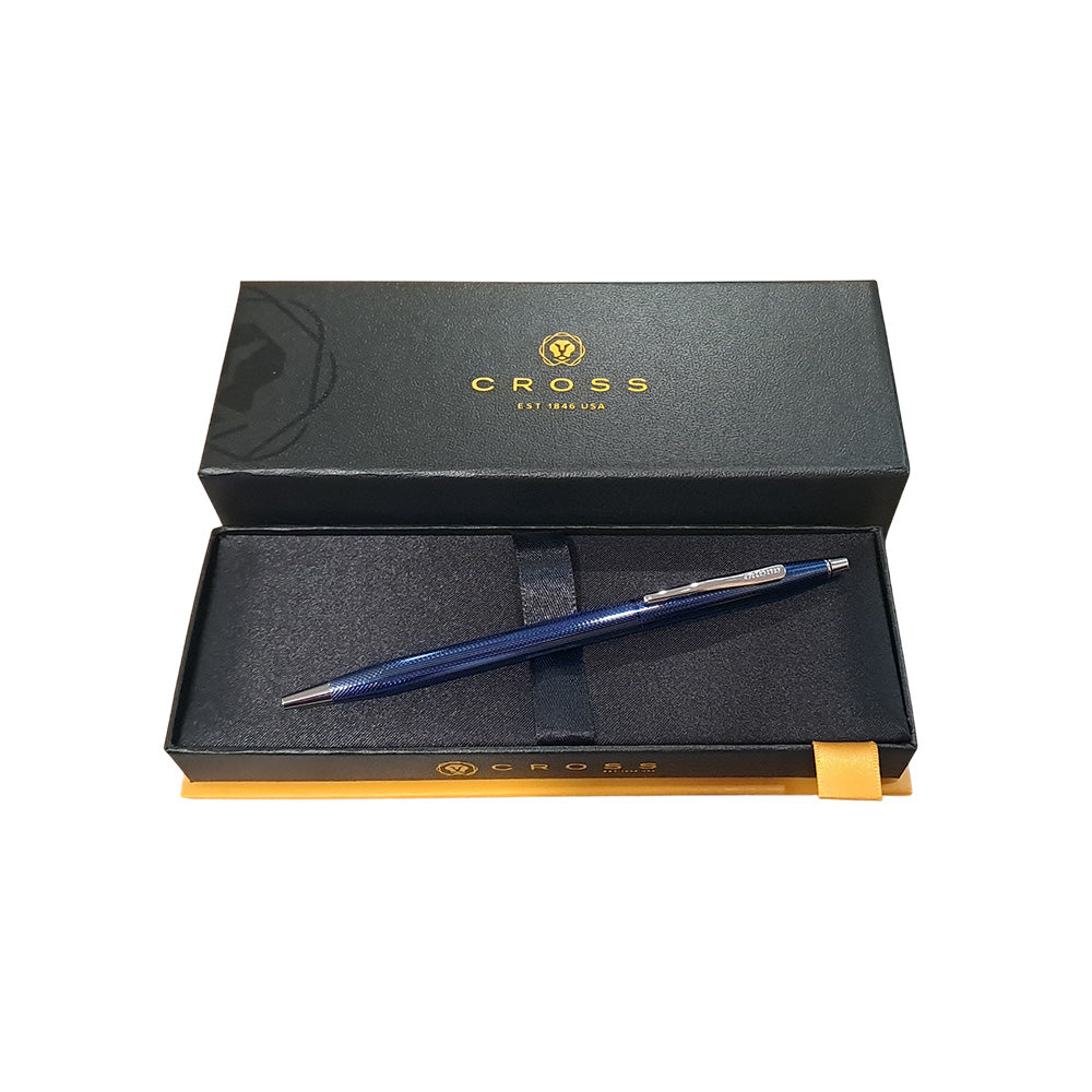 Cross Classic Century Cobalt Blue Engraved Diamond Pattern with Polished Chrome Trim Ballpoint Pen