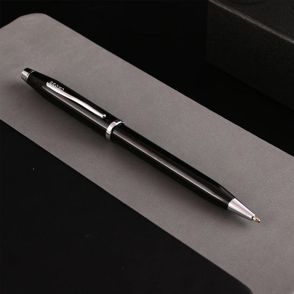 Cross Century II Black Lacquer Finish with Chrome-Plated Trim Ballpoint Pen