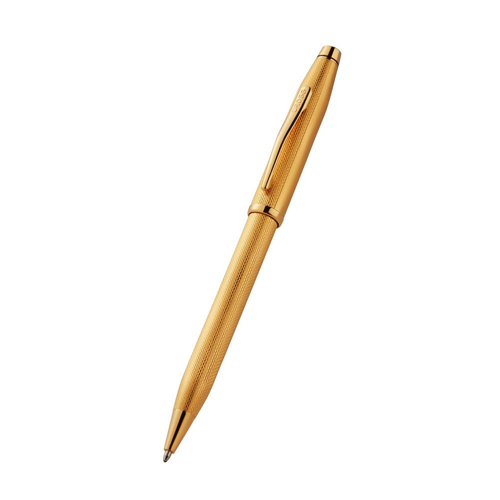 Cross Century II Polished 23Kt Gold-Plated Engraved Diamond Pattern Ballpoint Pen