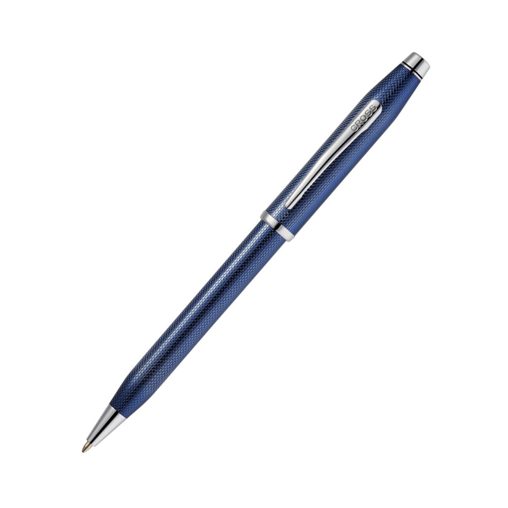 Cross Century II Polished Translucent Cobalt Blue Engraved Diamond Pattern Ballpoint Pen