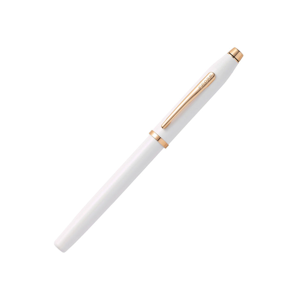 Cross Century II Pearlescent White Lacquer with Rose Gold PVD Trim Fountain Pen - Medium Nib