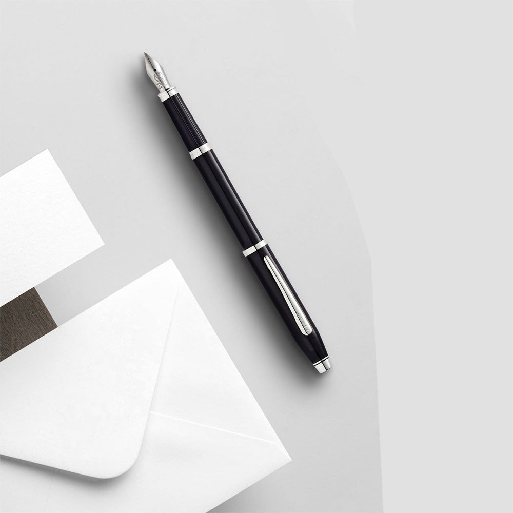 Cross Century II Translucent Black Lacquer with Chrome Trim Fountain Pen – Medium Nib