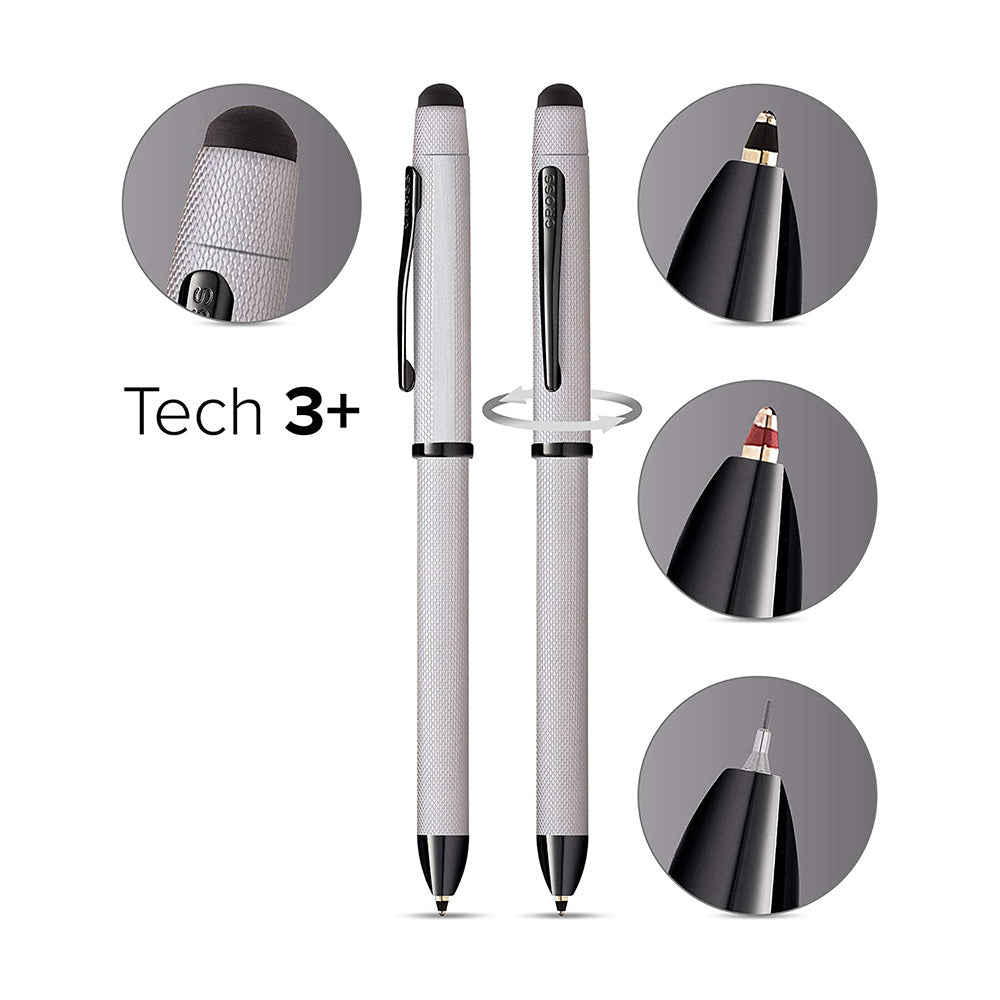 Cross Tech3+ Brushed Chrome Polished Black PVD Trim Multifunction Pen