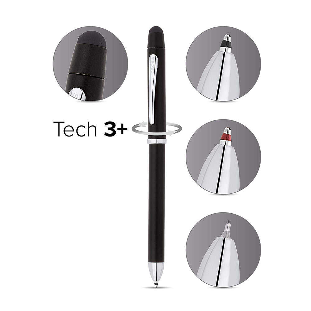 Cross Tech3+ Satin Black with Chrome Trim Multifunction Pen