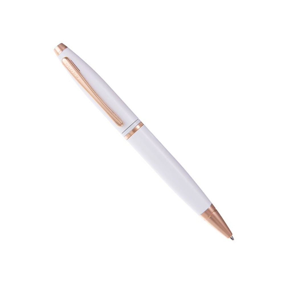 Cross Calais Pearlescent White Lacquer with Polished Rose Gold PVD Trim Ballpoint Pen
