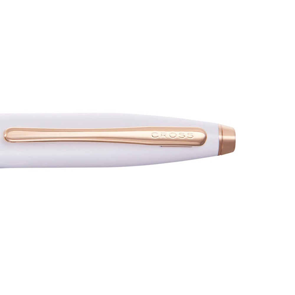 Cross Calais Pearlescent White Lacquer with Polished Rose Gold PVD Trim Ballpoint Pen
