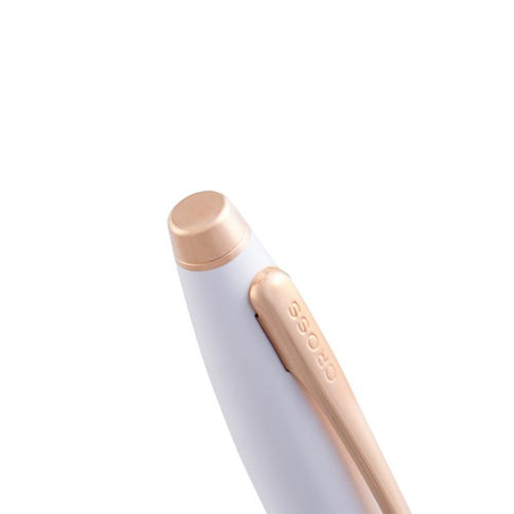 Cross Calais Pearlescent White Lacquer with Polished Rose Gold PVD Trim Ballpoint Pen