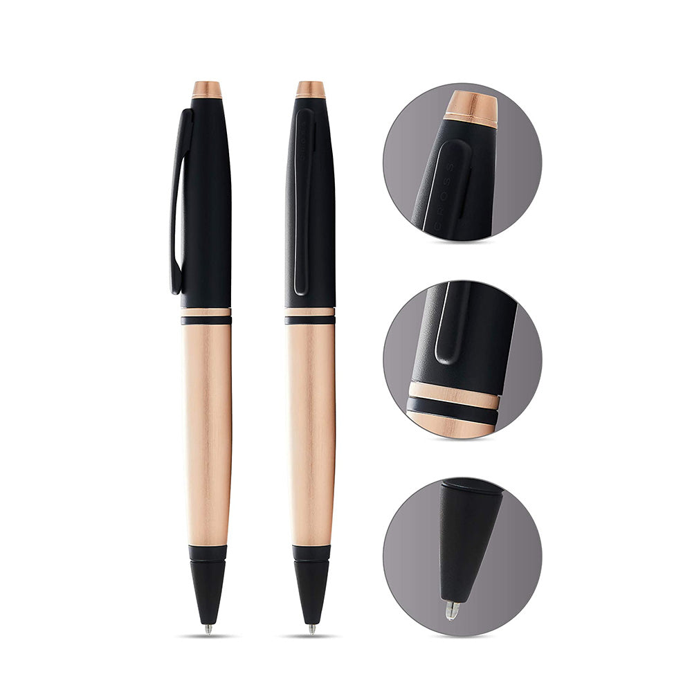 Cross Calais Brushed Rose Gold with Black PVD Trim Ballpoint Pen