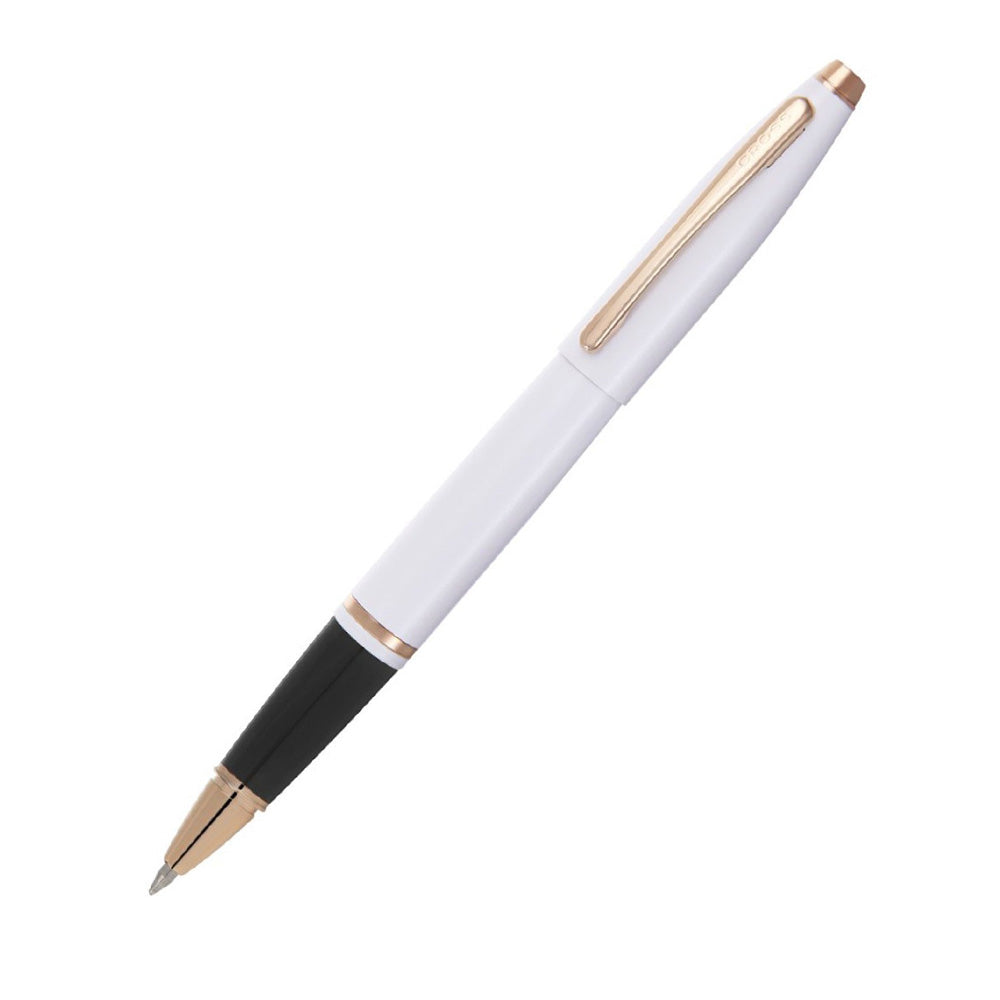 Cross Calais Pearl White Lacquer with Rose-Gold Trim Rollerball Pen