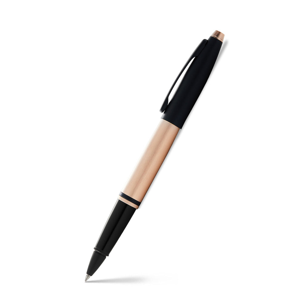 Cross Calais Brushed Rose Gold and Black Lacquer Rollerball Pen
