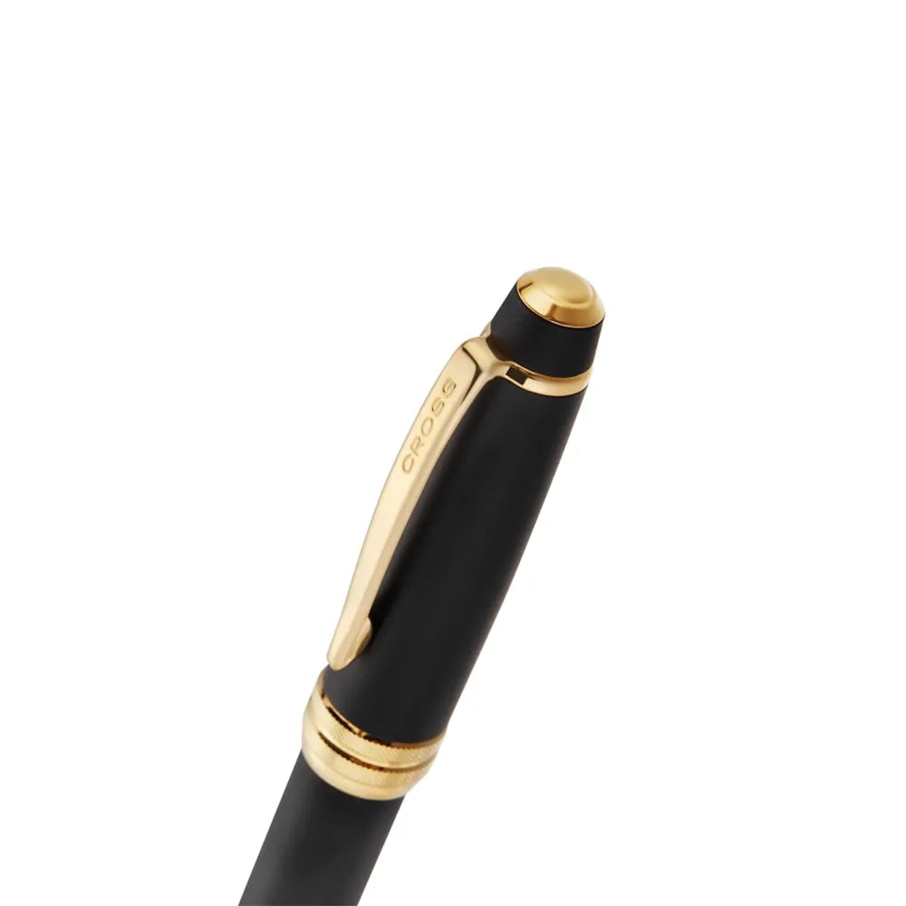 Cross Bailey Matte Black Lacquer with 23Kt Gold PVD Trim Ballpoint Pen