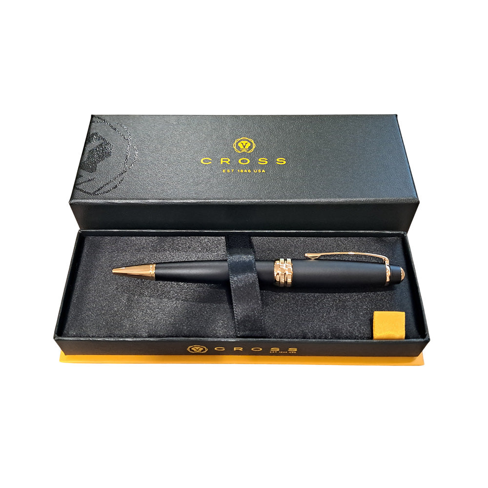 Cross Bailey Matte Black Lacquer with Gold-Tone Trim Ballpoint Pen