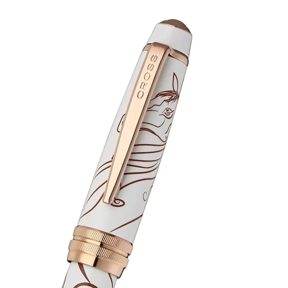 Cross Bailey Zodiac Year of the Horse White Lacquer with Rose-Gold Plated Trim Ballpoint Pen 