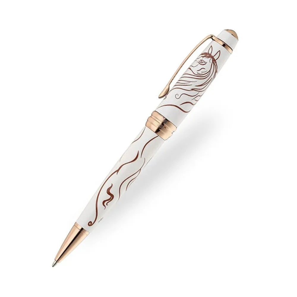 Cross Bailey Zodiac Year of the Horse White Lacquer with Rose-Gold Plated Trim Ballpoint Pen 