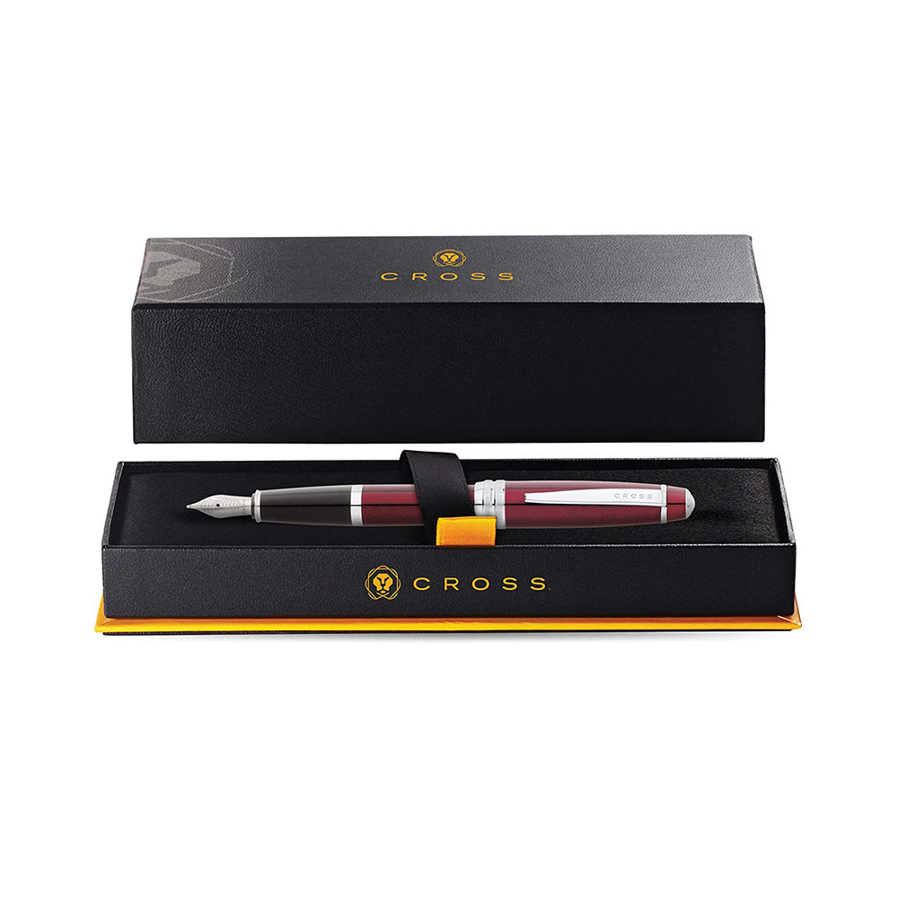 Cross Bailey Red Lacquer with Chrome Trim Fountain Pen - Medium Nib