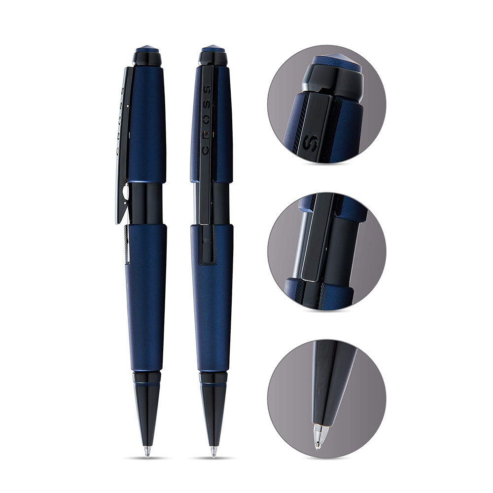 Cross Edge Matte Blue Lacquer Gel Rollerball Pen