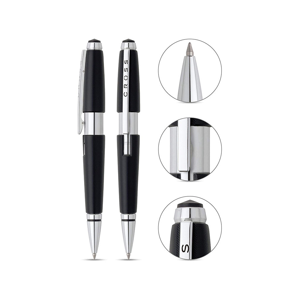Cross Edge Jet Black/Chrome Rollerball Pen