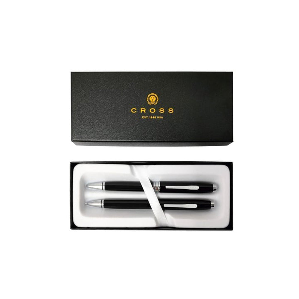 Cross Coventry Black Lacquer Ball Pen and 0.7mm Mechanical Pencil Gift Set